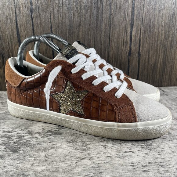 Vintage Havana Punch Sneaker Brown Croco Size 8 Slip On Leather Detail Sequence - Picture 1 of 10